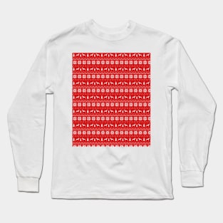 Doberman Pinscher Silhouettes Christmas Sweater Pattern Long Sleeve T-Shirt